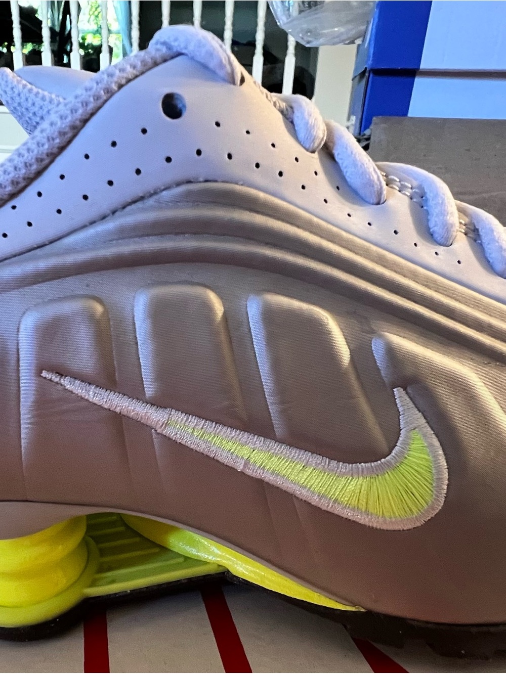 Nike Kids Sneakers in White with Neon Yellow Swoosh